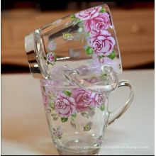 Haonai hotsale decal glass mug,glass tea cups with full around printing.